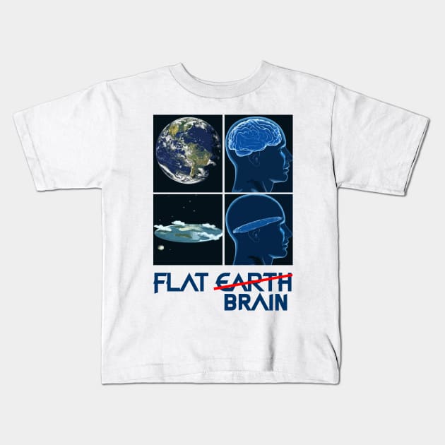 flat earth brain white Kids T-Shirt by aldistar